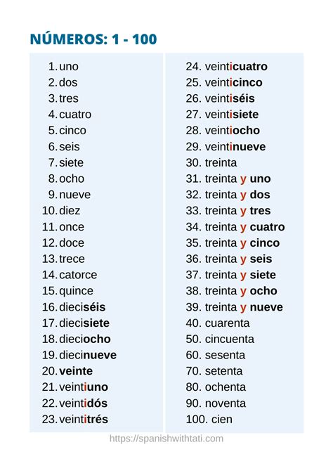 Spanish Numbers From 100 To 1000