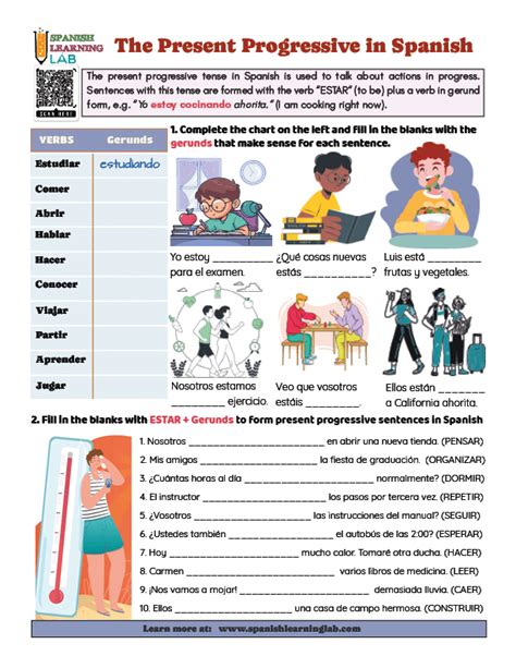 Spanish Present Progressive Worksheet Presente De Progresivo Tpt Spanish Present Progressive Worksheet Presente De Progresivo Tpt