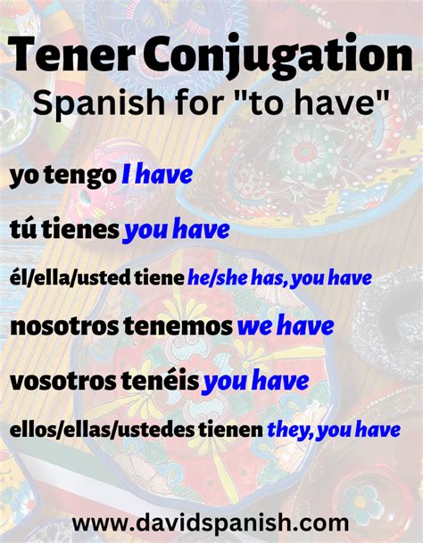 Spanish Verb Tener Conjugation Lingua Linkup