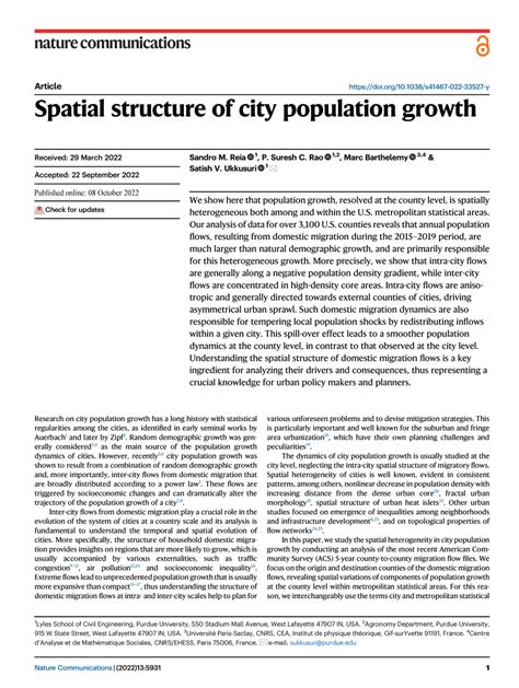 Spatial Structure Of City Population Growth Nature Communications Spatial Structure Of City Population Growth Nature Communications