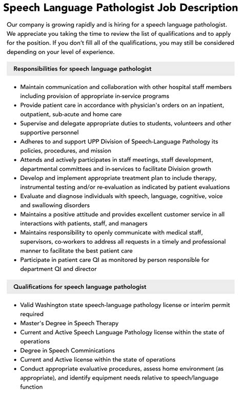 Speech Language Pathologist Job Description Skills And Salary