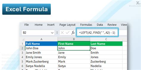 Split First And Last Name In Excel Excelx Com