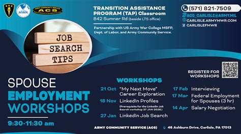 Spouse Employment Workshops Carlisle Barracks Us Army Mwr