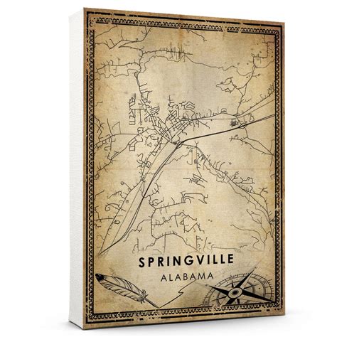 Springville Al Street Map Print Acrylic Springville City Map Print Canvas Springville Road Map Print Poster Springville Map Print Etsy
