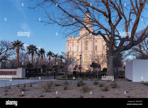 St George Utah Temple A Majestic White Structure Located In Downtown