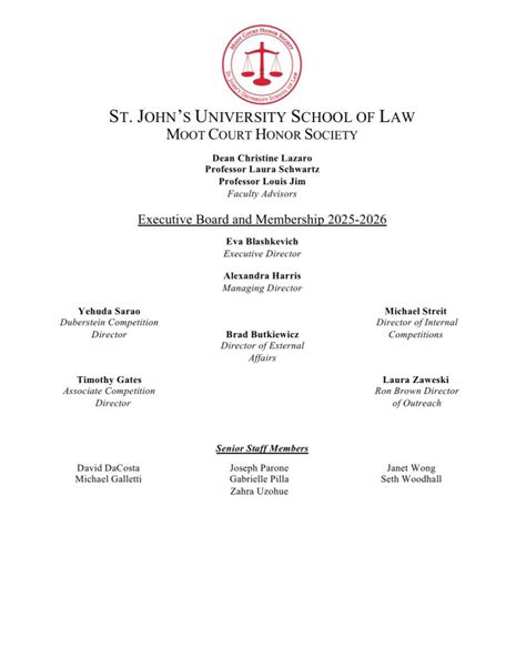 St John S Law Moot Court Honor Society Is Pleased To Announce The