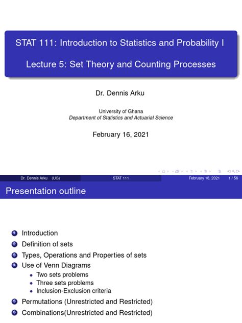 Stat 111 5 Set Theory And Counting Processes Pdf Probability