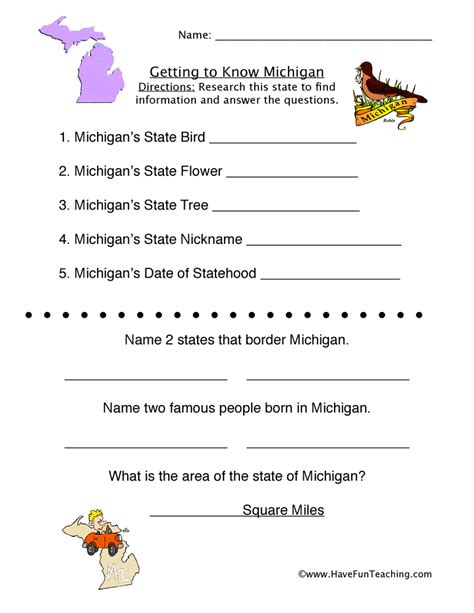 State Of Michigan Worksheets