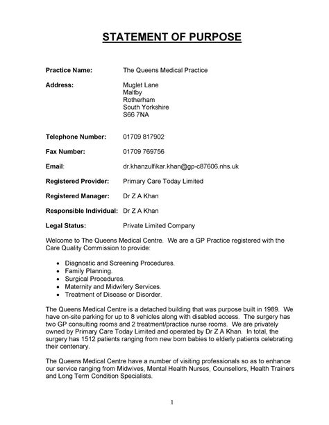 Statement of Purpose Examples