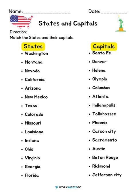 States And Capitals Free Printable Worksheets Printable Computer Tools