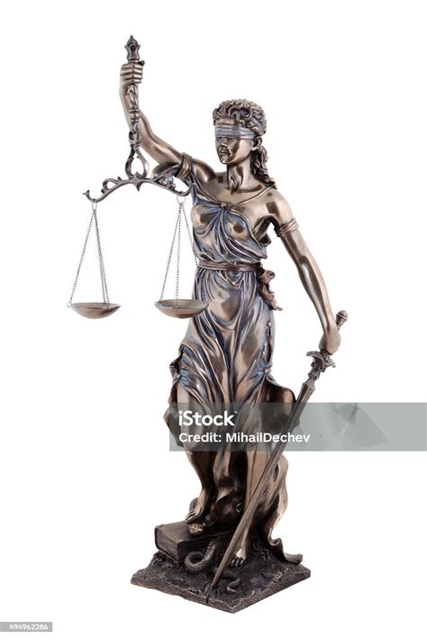 Statue Of Justice Themis Mythological Greek Goddess Isolated Stock