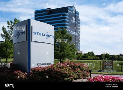 Stellantis Sign Outside The Chrysler Technology Center And World Headquarters In Auburn Hills Michigan Usa Stock Photo Alamy