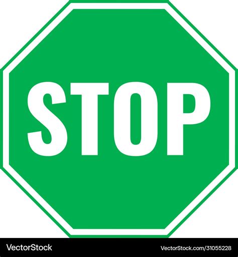 Stop Green Octagonal Road Sign Royalty Free Vector Image Stop Green Octagonal Road Sign Royalty Free Vector Image
