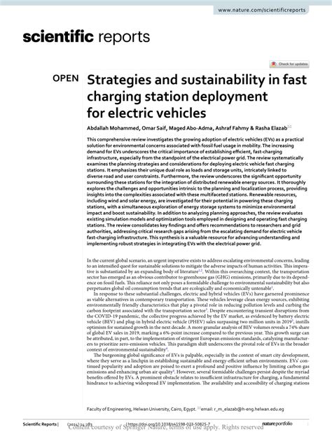 Strategies And Sustainability In Fast Charging Station Deployment For Electric Vehicles Scientific Reports Strategies And Sustainability In Fast Charging Station Deployment For Electric Vehicles Scientific Reports