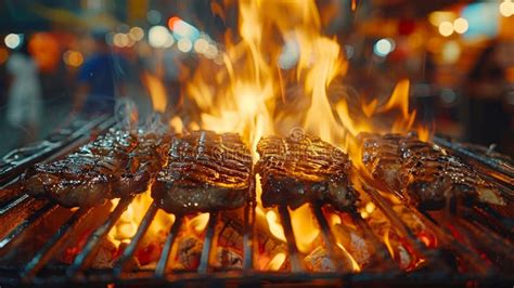 Street Grill Gathering With Friends Enjoying Delicious Food While Street Grill Gathering With Friends Enjoying Delicious Food While