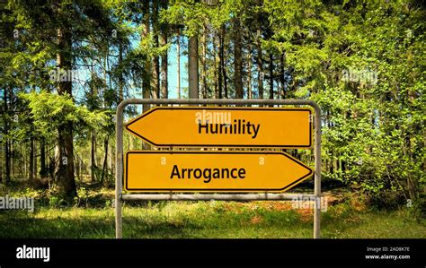 Street Sign To Humility Versus Arrogance Stock Photo Alamy