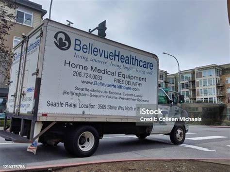 Street View Of A Large Bellevue Healthcare Truck On Its Way To Deliver