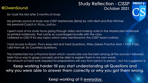 Study Reflections Cissp Owensound October 2021 Cybersecurity Station