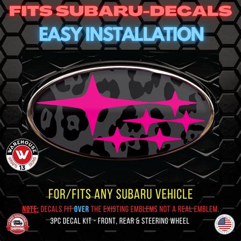 Subaru Emblem Overlay Decals 3 Piece Kit Front Rear And Steering Wheel Waterproof Many Colors Any Size Uv Laminated And Waterproof Etsy