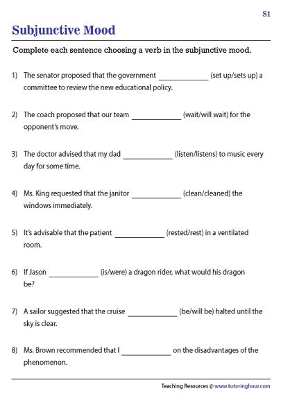Subjunctive Verb Mood Worksheets Worksheets Library Subjunctive Verb Mood Worksheets Worksheets Library