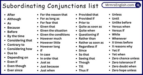 7 Subordinating Conjunctions