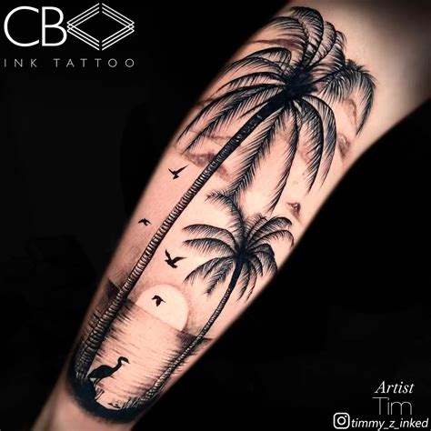 Sunset Palm Tree Tattoos