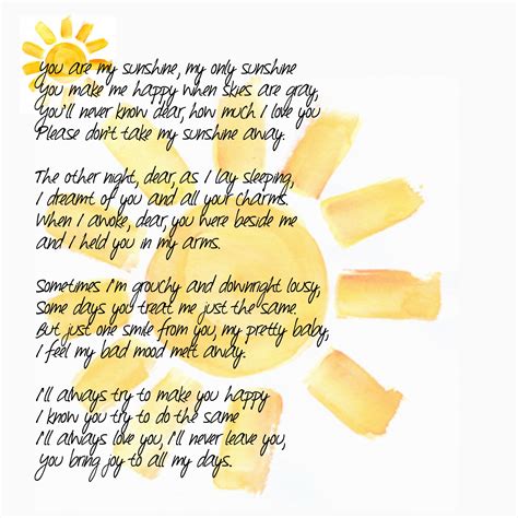 Sunshine Sunshine Songs Lullaby Lyrics You Are My Sunshine Sunshine Sunshine Songs Lullaby Lyrics You Are My Sunshine
