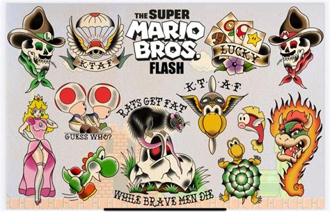Super Mario Tattoo Flash Sheet Davisriderprints