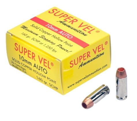Super Vel 10Mm Ammunition Svel10mmschp20 160 Grain Solid Copper Hollow