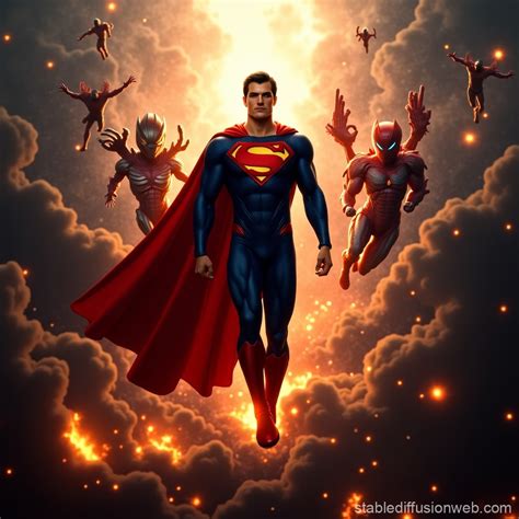 Superman Encircled By Arch Nemesis Stable Diffusion Online