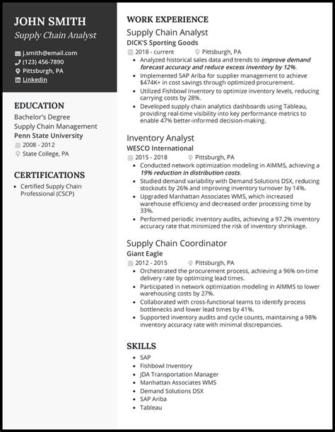 Supply Chain Analyst Resume Examples Template 20 Tips