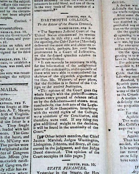 Supreme Court Case Of Dartmouth V Woodward Rarenewspapers Com