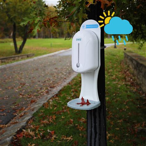 Swie All Weather Post Mounted Hand Sanitizer Soap Dispenser Indoor Outdoor