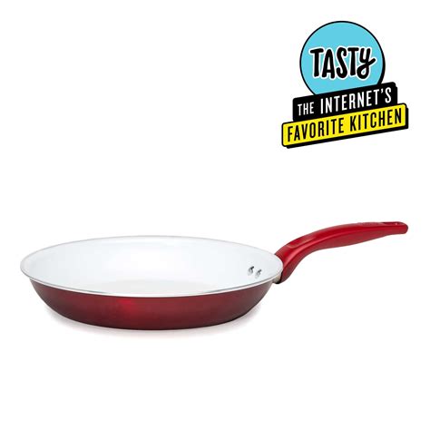 Tasty 10 Ceramic Non Stick Dishwasher Safe Fry Pan Titanium Reinforced Red