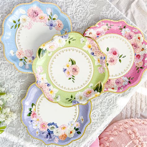 Tea Time Party 9 Premium Paper Plates Assorted Set Of 16