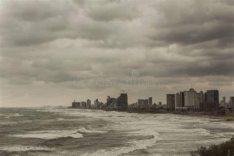 Tel Aviv Israel Bad Weather Storm Stock Image Image Of Agglomeration City 173717865