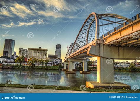 The Broadway Street Bridge Spanning Over The Arkansas Rive Stock Image
