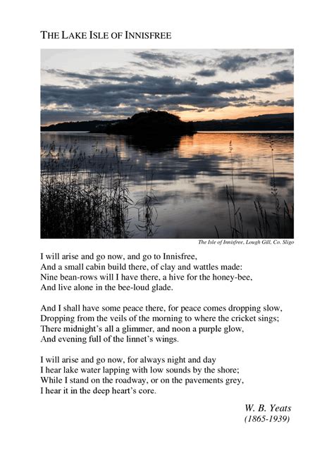 The Lake Isle Of Innisfree Lecture Notes Poetry Docsity