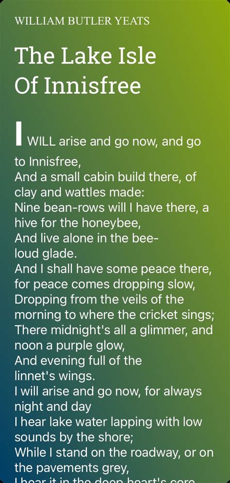 The Lake Isle Of Innisfree Poem Analysis Sitedoct Org