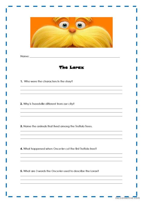 The Lorax Activity English Esl Worksheets Pdf Doc