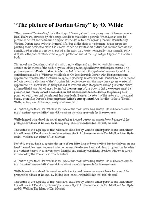 Dorian Gray Summary