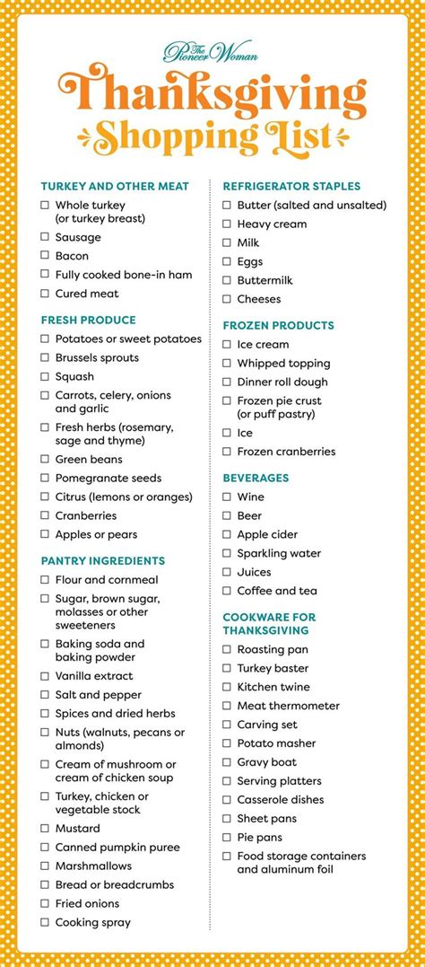 The Pioneer Woman Amp 39 S Printable Thanksgiving Shopping List The Pioneer Woman Amp 39 S Printable Thanksgiving Shopping List