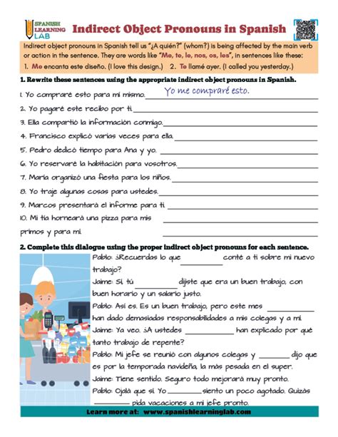 The Spanish Indirect Object Pronouns Worksheet