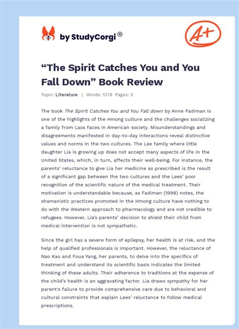 The Spirit Catches You And You Fall Down Book Review Free Essay Example The Spirit Catches You And You Fall Down Book Review Free Essay Example