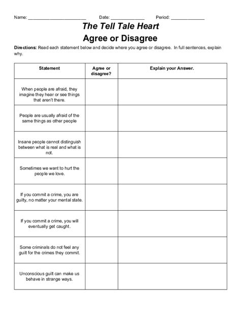 The Tell Tale Heart Activity Packet