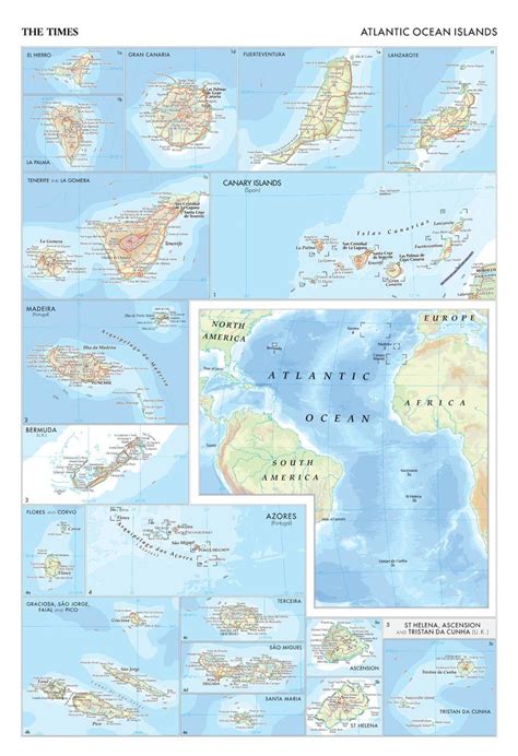 The Times Map Of The Atlantic Ocean Islands Stanfords The Times Map Of The Atlantic Ocean Islands Stanfords