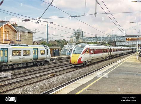 The Train Station At Sandy In Bedfordshire United Kingdom Stock Photo