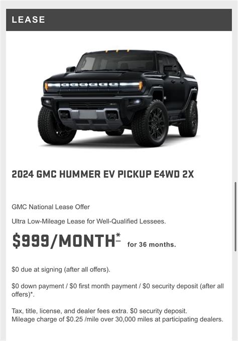 These Lease Deals New 0 Down 999 Mo For 2X Truck 1124 For 2X Suv Gmc Hummer Ev Forum Hummerchat Com