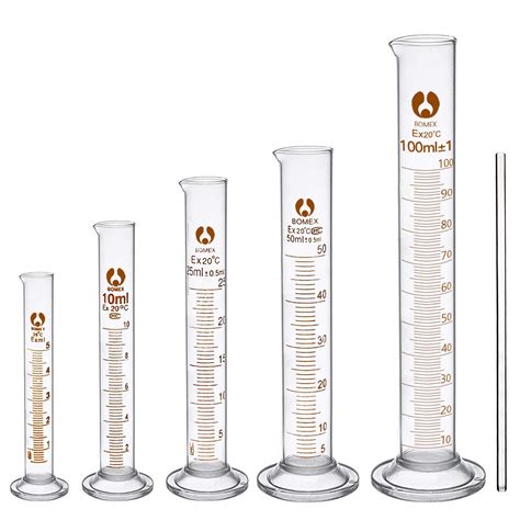 Thick Glass Graduated Measuring Cylinder Set 5Ml 10Ml 50Ml 100Ml Glass