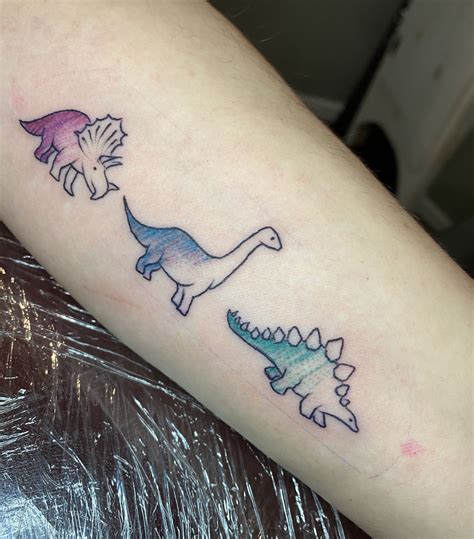 Three Dinosaur Tattoo Color Tattoo Dinosaur Tattoo Matching Tattoos